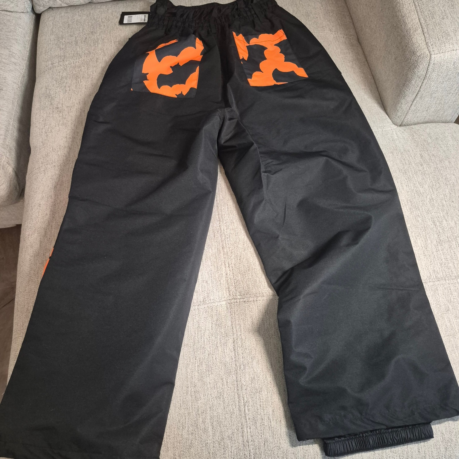 Snowverb Mens Bat Print Snowboard Pants Black Orange Camo Insulated Trousers M — image 2 of 2